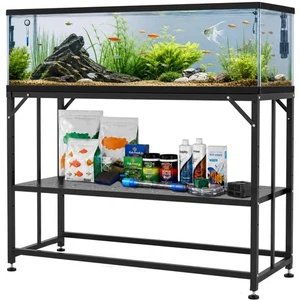 Black Aquarium Stand with Double-Layer Storage