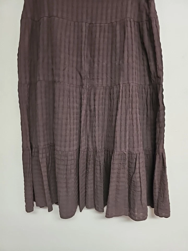 Saia maxi feminina EVAN PICONE linha A cor marrom 100% algodão zíper. Tamanho 10 - Imagem 3 de 4