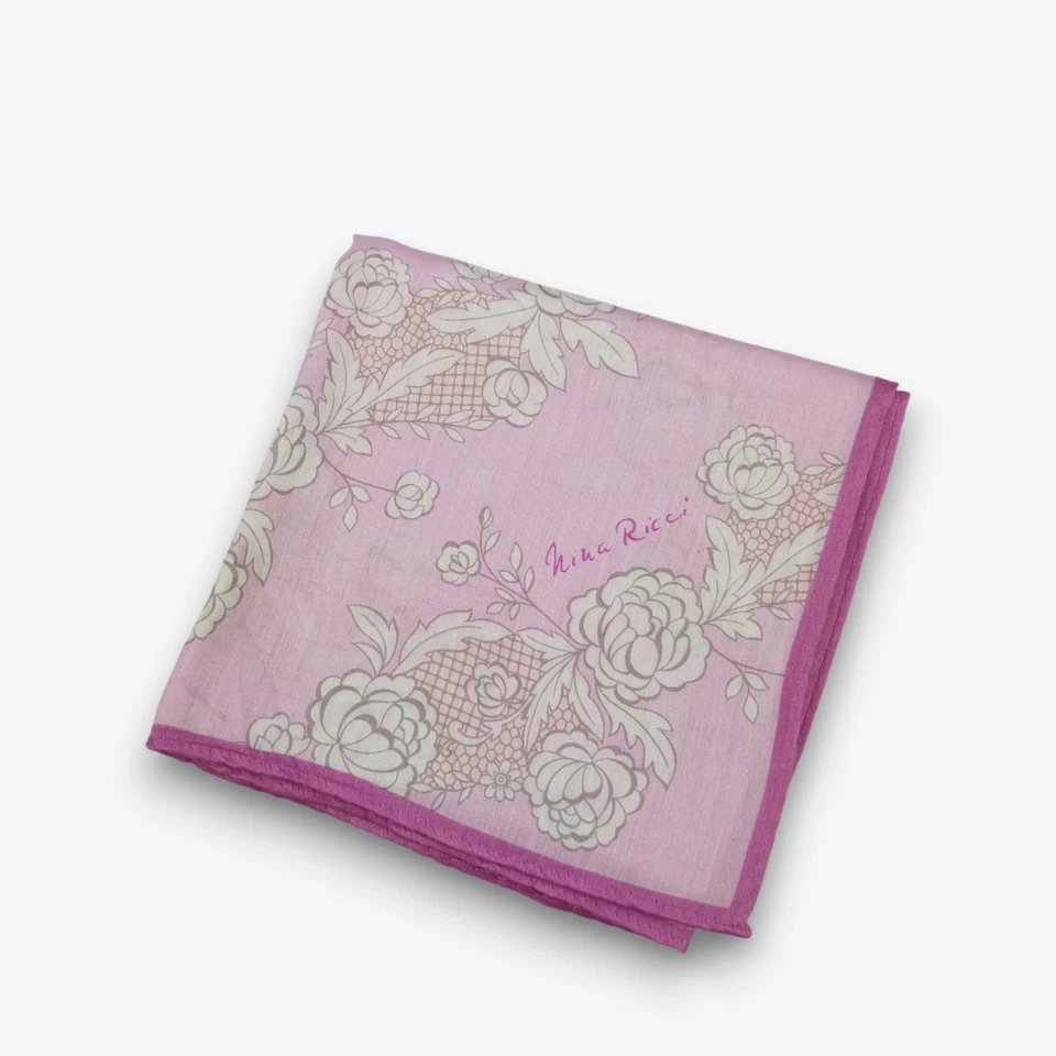 Vintage 90s Nina Ricci Handkerchief Floral Neckerchief Square Bandana Scarf - Image 4 of 4