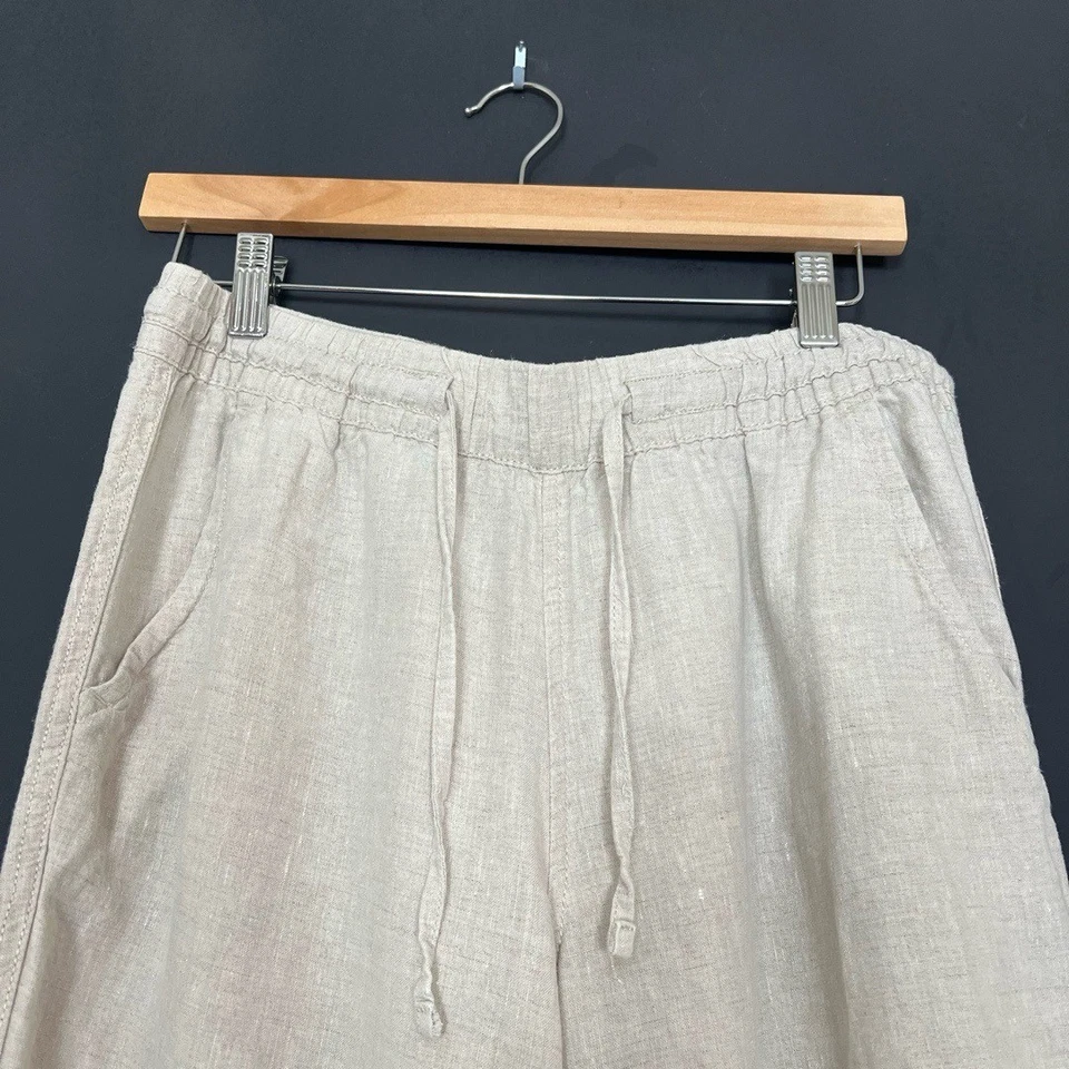 L.L.Bean Linen Pants Womens Size 10 Tan Drawstring Elastic Coastal Summer - Image 3 of 4
