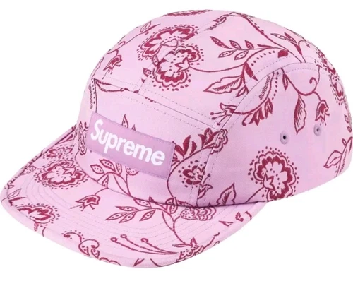 Casquette de camp jacquard fleurie suprême rose lavande chapeau suprême