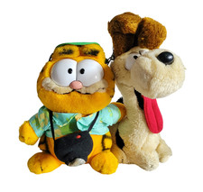 Vintage Dakin Garfield Company 1981 Tourist Garfield Plush 1983 Odie Plush