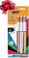 Bic 4-color Shine Retractable Ball Pens, Versatile 1.0mm Medium Point,