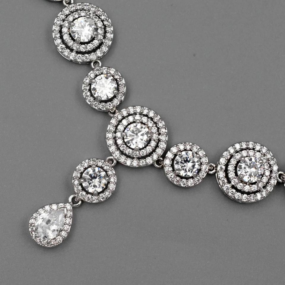 Conjunto de Joyas Collar Pulsera Pendientes Circonita Cúbica Colgante Plata Mujer 65 Foto 3 de 4