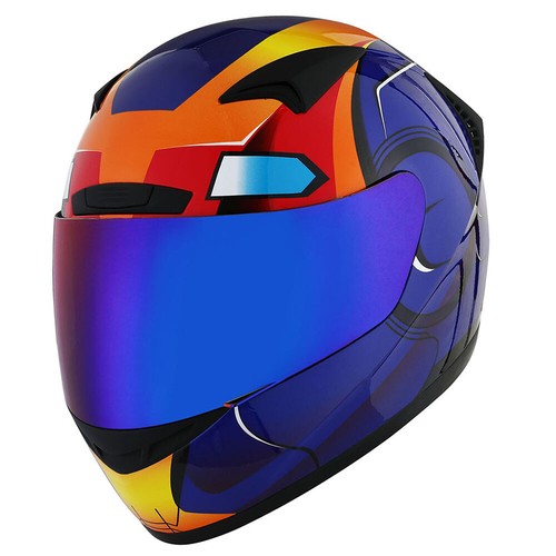 Nuevo 1 Bicicleta Moto De Calle punto de tormenta Cara Completa Casco  Booster Iron Man Azul | eBay