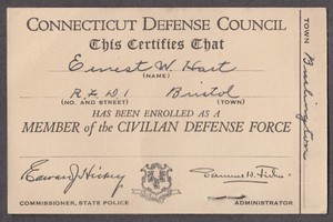 Connecticut Civil Defense Council photo ID card Brostol CT 1940s | eBay