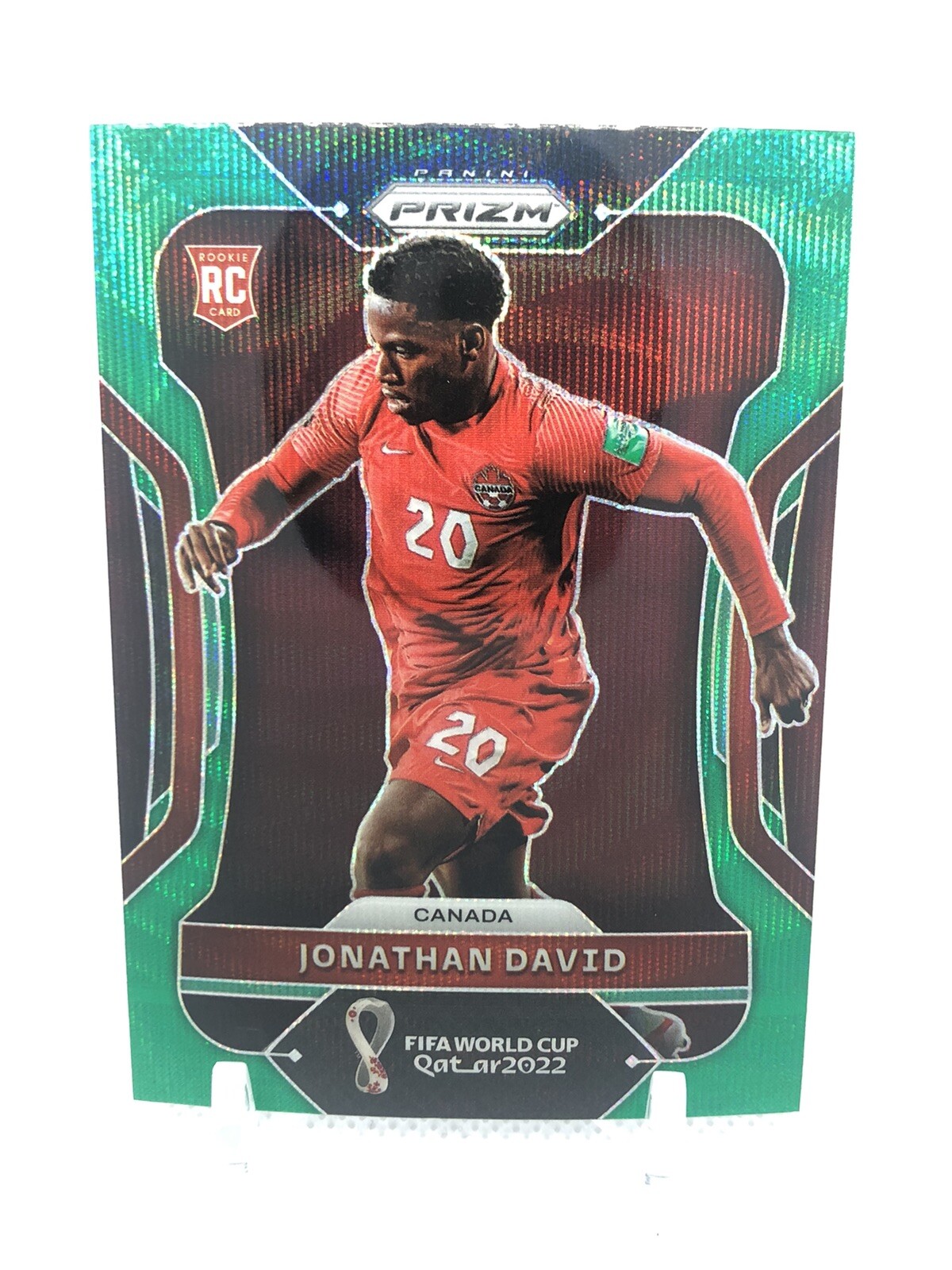 2022 Prizm World Cup Qatar Green Wave #49 Jonathan David Canada