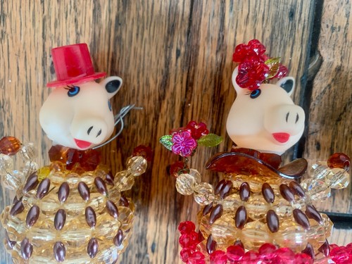 10-Vintage Kit Ornaments HAND-MADE Beaded Bodies Animal Head Christmas Hong Kong - Picture 12 of 20
