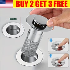 Universal Bathroom Sink Stopper Drain Strainer Pop Up Drain Stopper Stainless