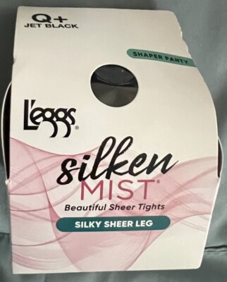 L'eggs Silken Mist Pantyhose SHAPER PANTY Silky Sheer Tights~Jet Black~Q+  (XL)