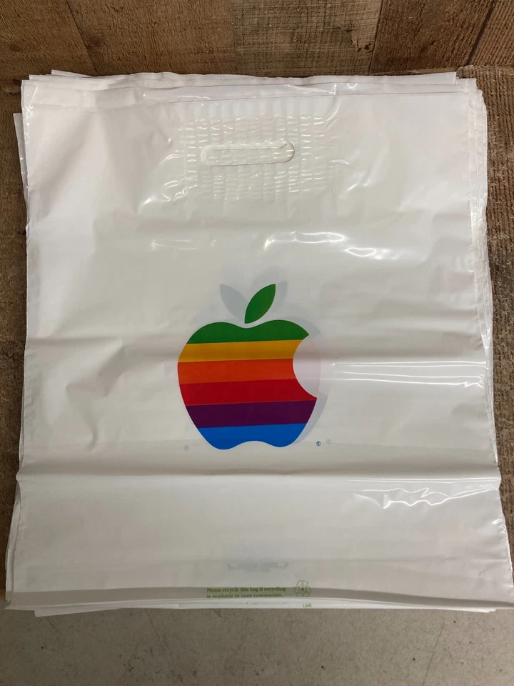 Vintage Apple Computer Vinyl Plastic Shopping Bag circa 1992, new. early 90s - Image 3 of 4