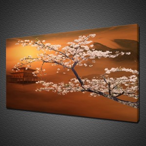 Sunrise Cherry Blossom Oriental Wall Art Canvas Print Picture Free Delivery Ebay