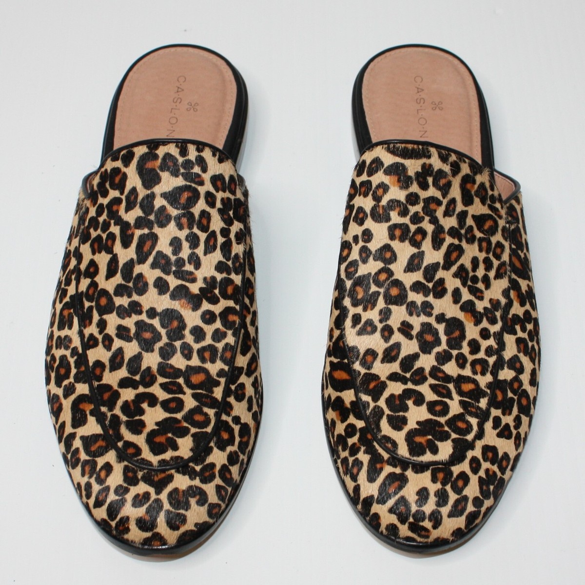 Calf Hair Leopard Mule Shoes Genuine Calf Halogen Leopard Mule