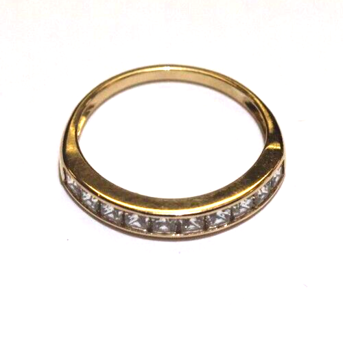 14k yellow gold CZ cubic zirconia princess cut wedding band ring