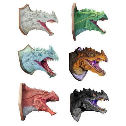 3D Drachenkopf Wand Skulptur LED Rauch Dinosaurier Wohndeko Statue Kunst/ - Bild 5 von 30