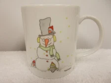 Vtg W Steinbeck Toscany Collection Snowman Birds Porcelain Coffee Tea Cup Mug 
