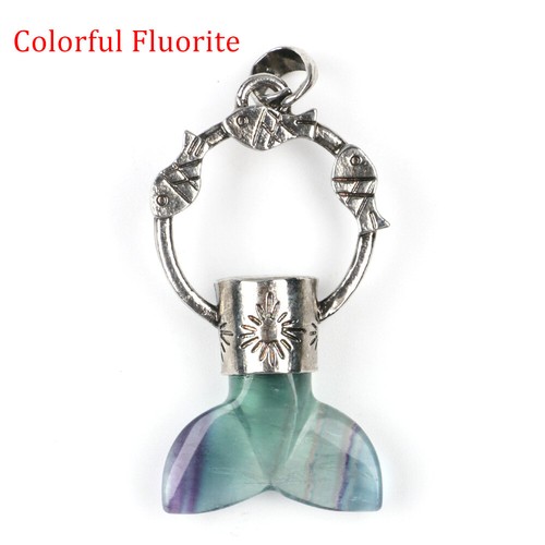 1PC Natural Crystal Fishtail Pendant Quartz Healing Reiki Amulet Charms Jewelry - Picture 13 of 19