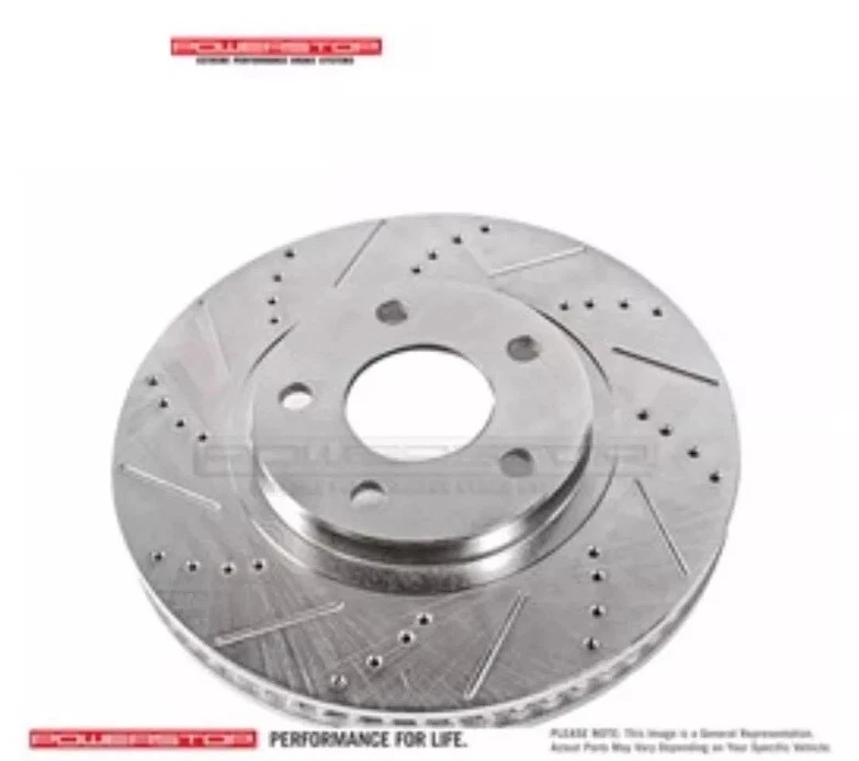 Kit de freno delantero ranurado perforado cruzado Powerstop con pastillas para Subaru Impreza Foto 2 de 4