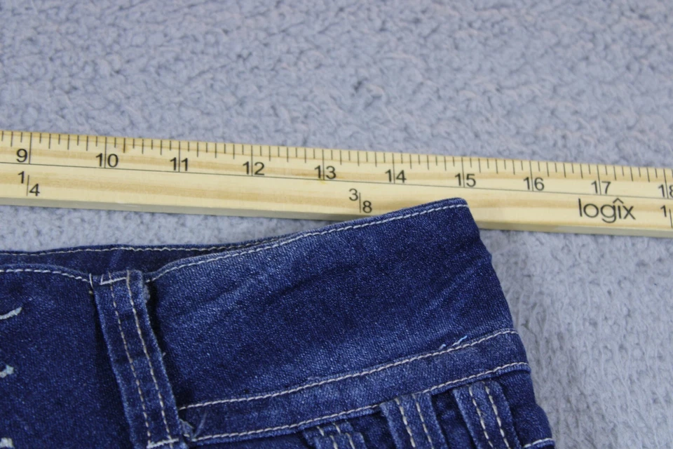 Jeans Fashion2Love para mujer 11 azules tiro medio ajustados lavado oscuro elástico denim 30x30 Foto 4 de 4