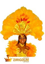 Yellow feather headdress, brazilian headpiece, feather headpiece carnival