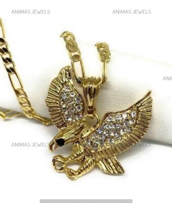 Men's 2 CT Round Cut Moissanite Eagle Charm Pendant 14K Real Yellow Gold Plated
