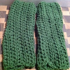 Solid Leaf Green Handmade Crochet Wrist-Arm Warmers Fingerless Gloves
