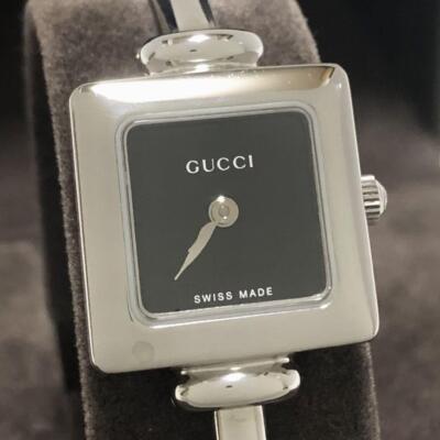 Gucci 1900L Watch Ladies Black Quartz Square Swiss Made Dial 19mm