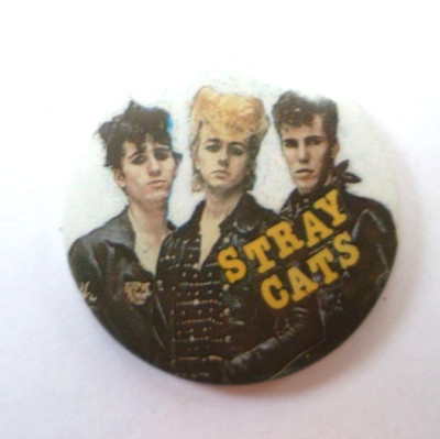 Streunende Katzen, 1970er/80er Original Pin Abzeichen Rockabilly Rock Roll #2