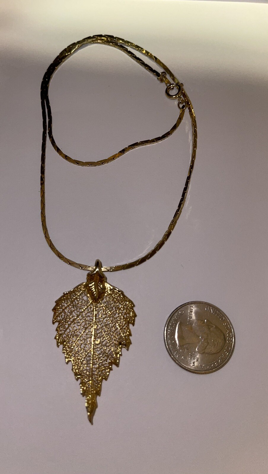 Vintage Golden Dipped Leaf in 24kt Gold  Pendant … - image 4
