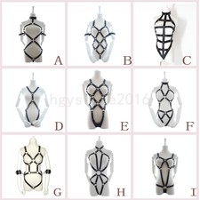 Women Open Breast Faux Leather Body Harness Strap Costume Cuples Lingerie Belt