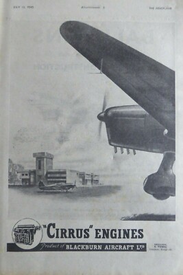 7/1945 PUB BLACKBURN AIRCRAFT CIRRUS ENGINE MINOR MAJOR MOTOR ORIGINAL ANZEIGE