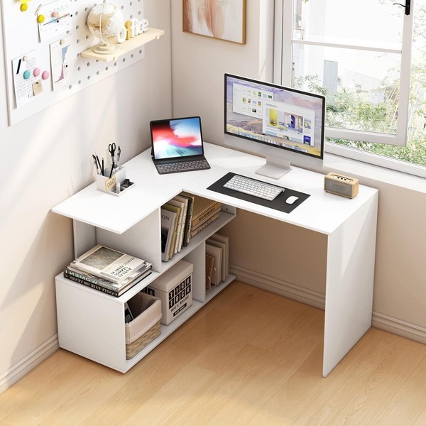 Woltu Schreibtisch Computertisch Eckschreibtisch BüRotisch Arbeitstisch Weiß-image