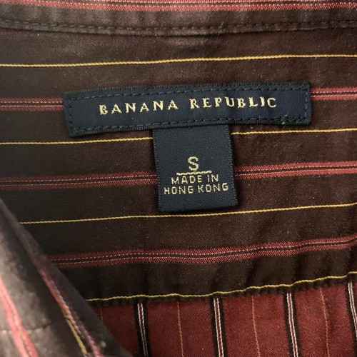 Vintage Y2K Banana Republic Button Up Shirt S Maroon Red Striped Long Sleeves - Picture 6 of 6