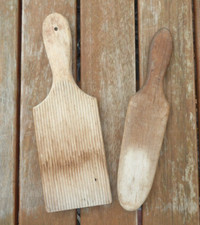 Antique Wooden Butter Pat & Spoon