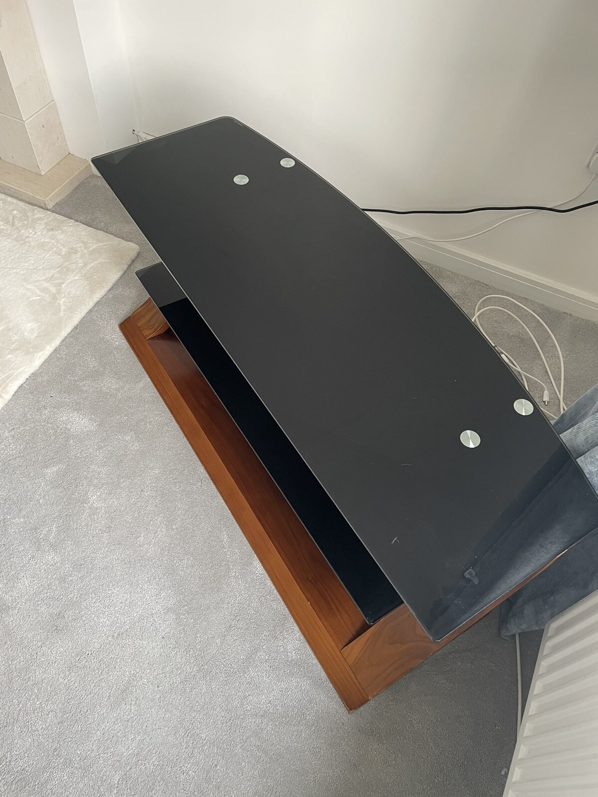 Black Glass Tv Stand eBay