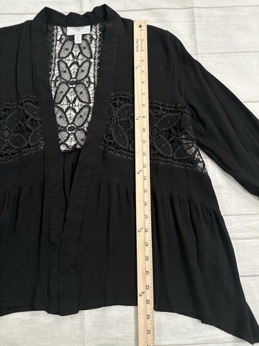 OSO Casuals Black Open Cardigan / Cover Lace Cutouts Size Small - Picture 13 of 19