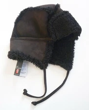 New CHAS MACKENZIE Real SHEARLING FUR Aviator Trapper Hat OS/One Size ENGLAND
