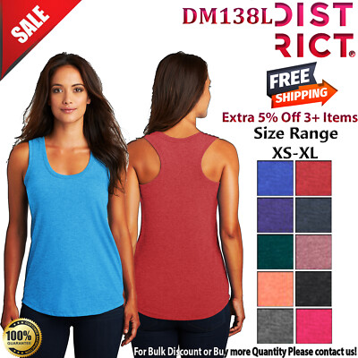 #ad District DM138L Womens Sleeveless Perfect Tri Racerback Round Neck Stylish Tank $11.32