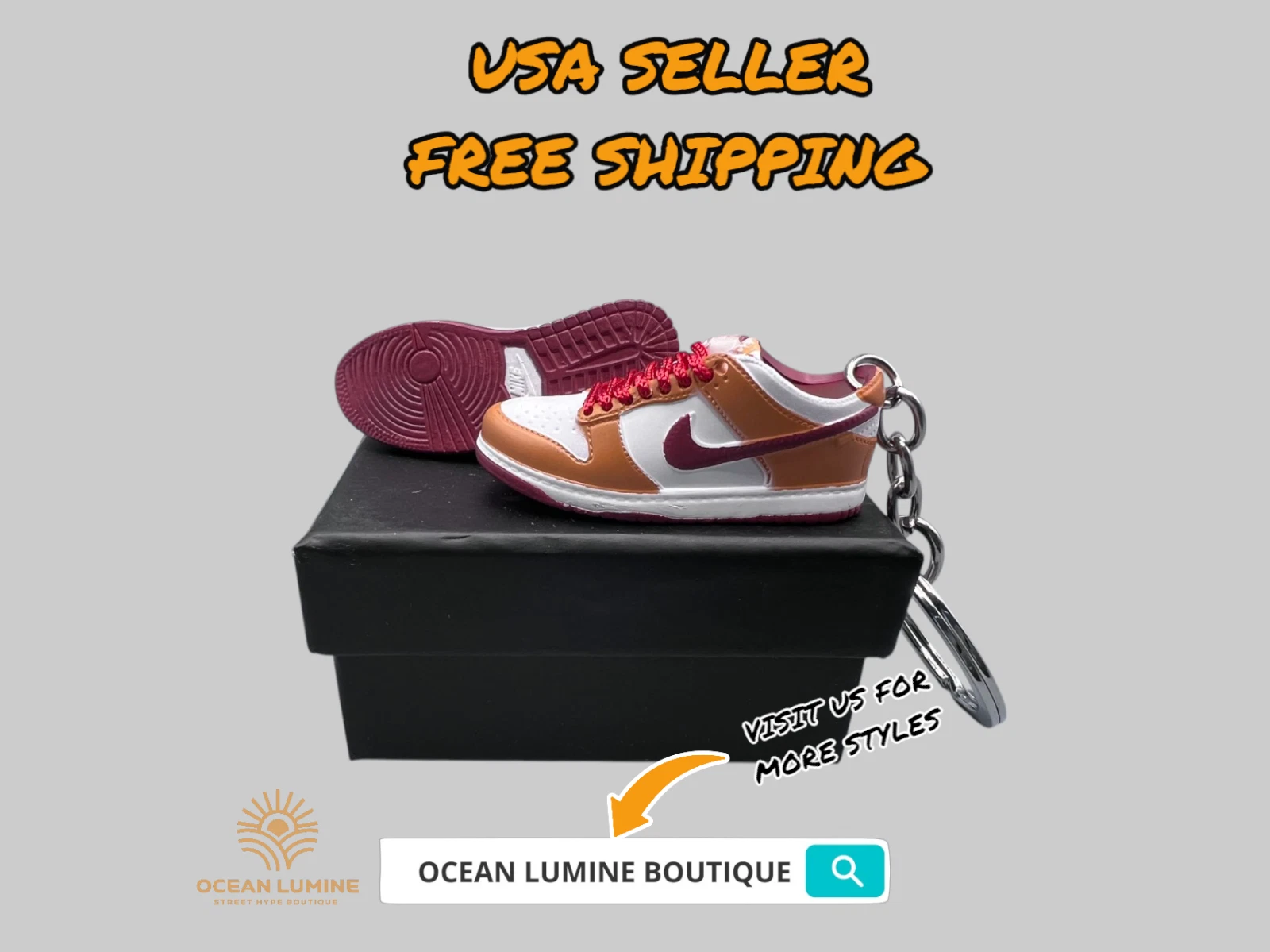 SB Dunk Low Mini Porte clés Baskets 3D, Baskets Basketball Boîte de Collection Options