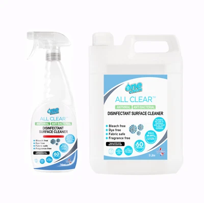 One Chem All Clear 5L + 750ml Spray Antiviral Disinfectant Surface Cleaner