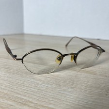 Vintage Kata Eyeglasses Half Rim Brushed Bronze Pebbled Metal Arms 46-21