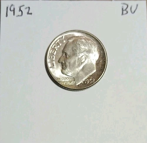 1952 (P) Roosevelt Silver Dime BU 90% Silver 10c Brilliant Uncirculated