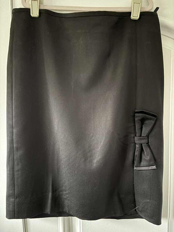 NWT HOLIDAY White House Black Market Front Slit, Bow Black Pencil Skirt Sz 8 $88 - Image 3 of 4