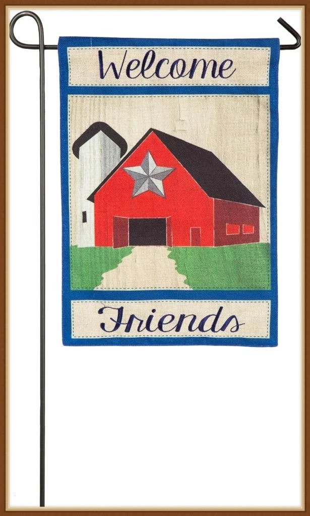 Evergreen Country Barn Garden Flag