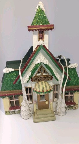 Kurts Adler Snow Town Country Chapel With Lights - Picture 2 of 6