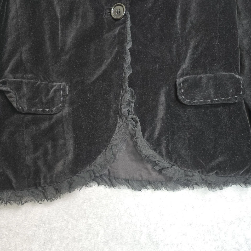 Винтажный блейзер Y2K Whimsigoth размер L кружевная отделка оборка вампир готический бархат велюр - Изображение 4 из 4