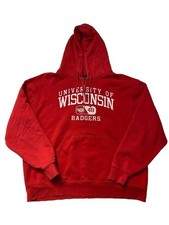 University of Wisconsin Badgers Sweatshirt Hoodie Mens 2XL Red Graphic Jansport