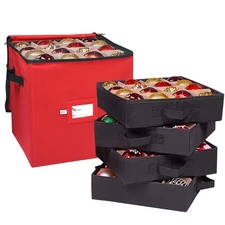 Christmas Ornament Storage Box, 4 Individual Trays Xmas Storage Container, Fi...