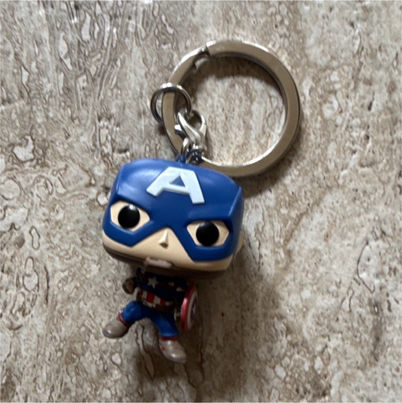 Marvel Captain America Figure Keychain, Detachable Keyring w/ Metal Ring