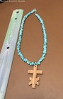 Southwest Style Turquoise Chip Necklace with Wooden Cross Pendant — photo 3